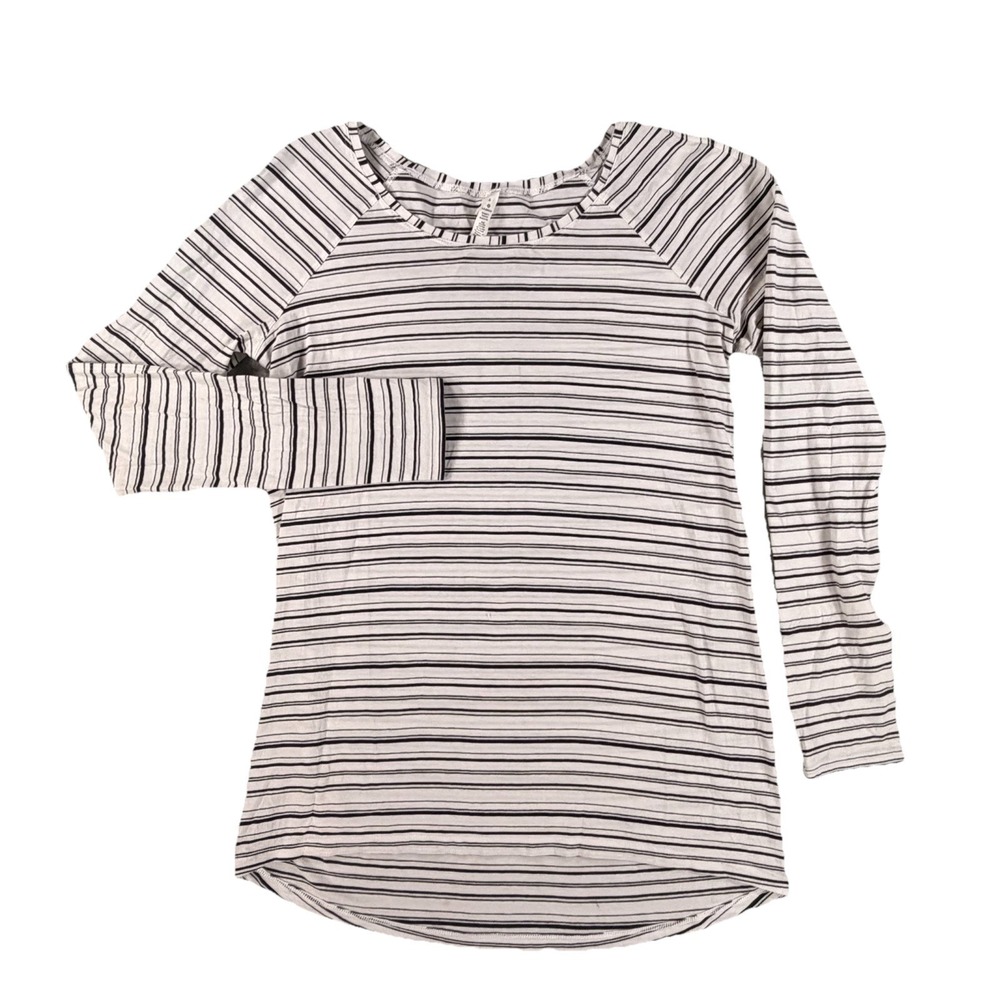 Lululemon Women's‎ Emerald Long Sleeve Top Shirt 6 Modern Stripe Black/White